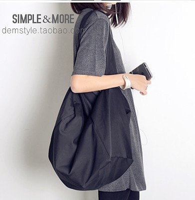 Korean Style Ulzzang Cool Three-Dimensional Shoulder Messenger Bag Black Men and Women Simple Sports Travel Big Bag Canvas Bag