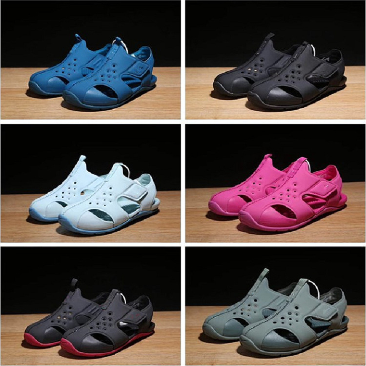 莆田厂家直销包头护脚洞洞儿童鞋魔术贴男女轻便透气宝宝飞机凉鞋