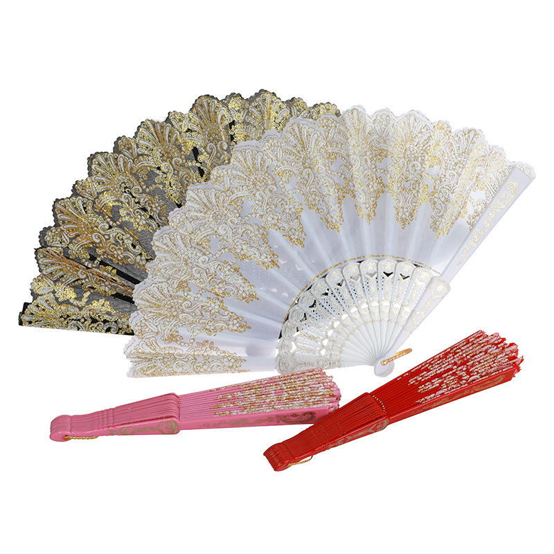 Japanese Ancient Style Bronzing Fan Chinese Style Women's Printing Folding Fan Hanfu Performance Dance Craft Fan