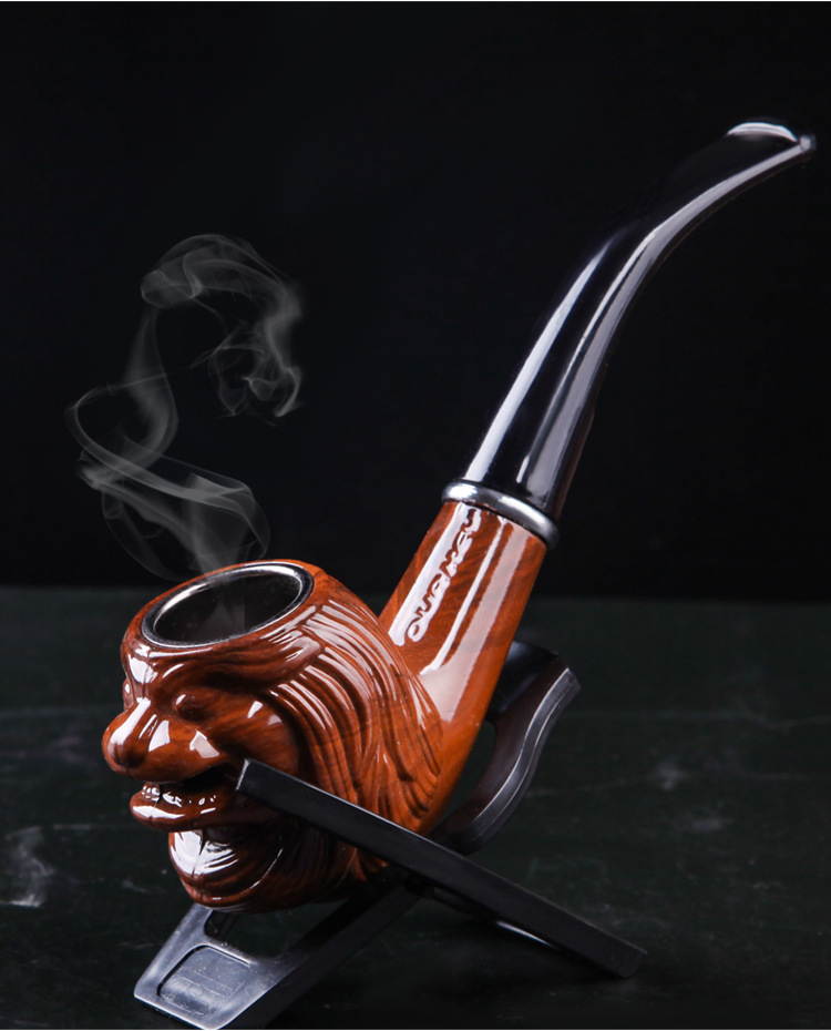 个性狮面烟斗老式树脂过滤烟斗雕刻新手入门初级烟具cf605