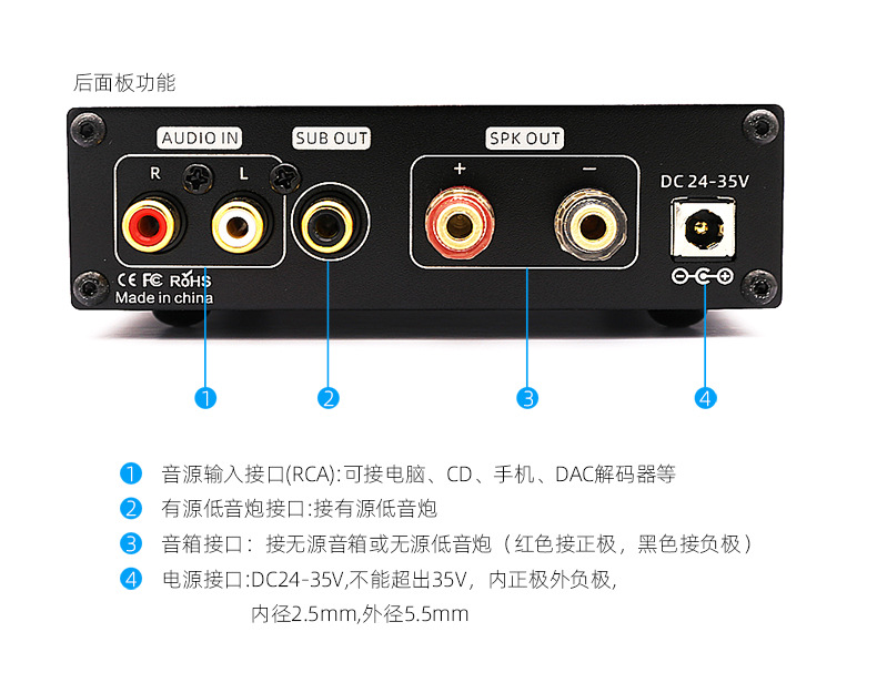 亚马逊跨境专供kguss古声色g300单通道低音炮功放全频数字功放机