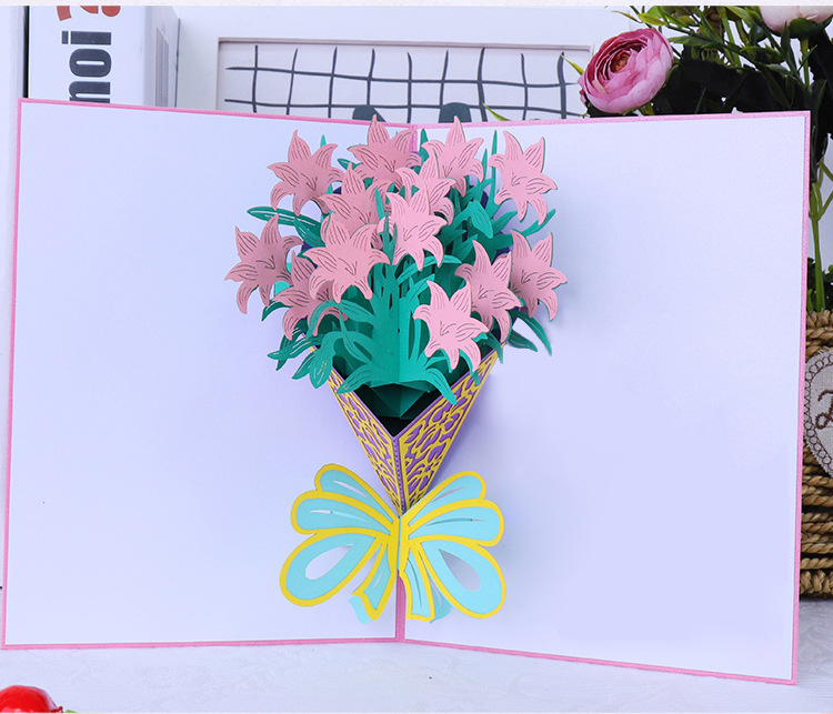 批发感恩节贺卡创意3d立体贺卡手工太阳花花束卡片生日祝福卡定制