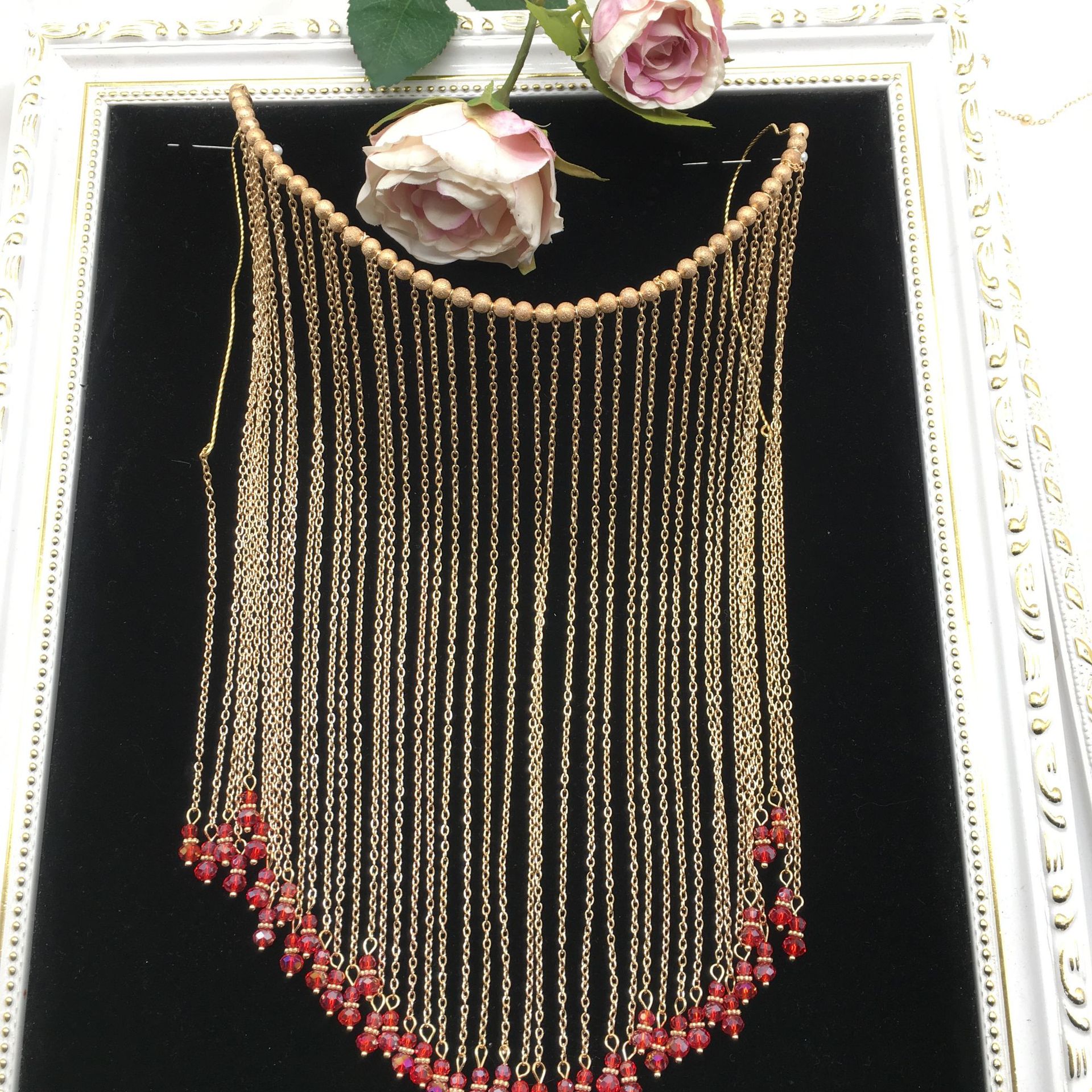 古装遮面新娘面帘中式婚礼流苏秀禾服发饰影楼拍摄配饰