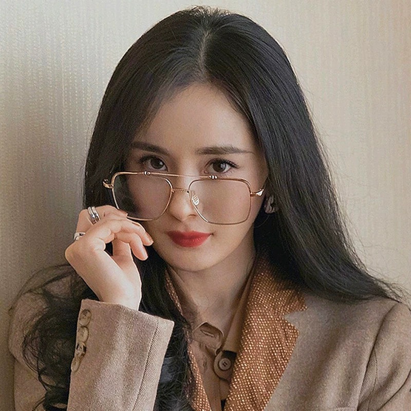 2022明星同款金丝眼镜框网红款平光眼镜太阳镜大框素颜框架女批发