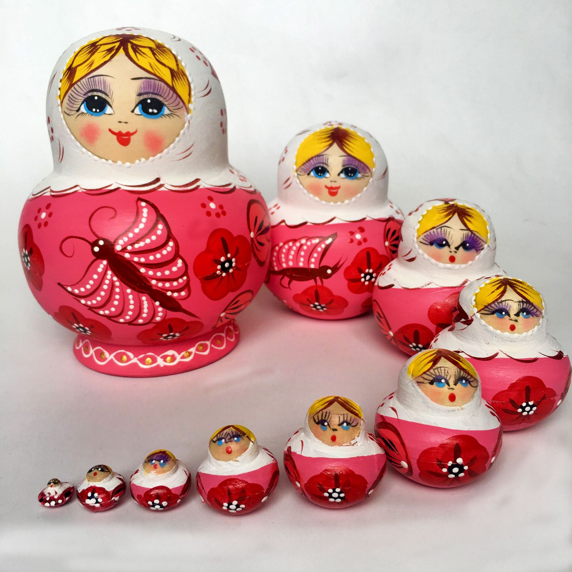 俄罗斯套娃10层椴木木质玩具节日礼物儿童玩具 旅游纪念品