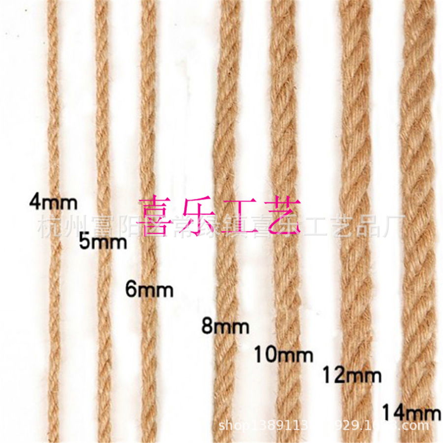 Manufacturers Supply Jute Rope Three-Strand Twisted Hemp Rope with Complete Specifications Coffee Shop Vintage Ornament Woven round Hemp Rope