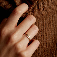 eManco开口情侣戒指 简约不锈钢几何光面戒指 韩版镀金钛钢指环
