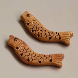 桃木五孔鱼  大鱼 编制diy艺品 雕刻 配件配饰