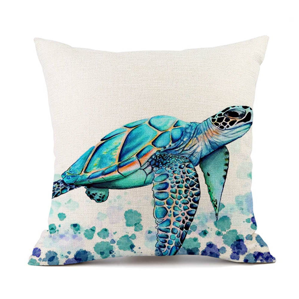 Cross-Border Supply Amazon New Sea World Watercolor Turtle Jellyfish Digital Printed Pillowcase Sofa Cushion