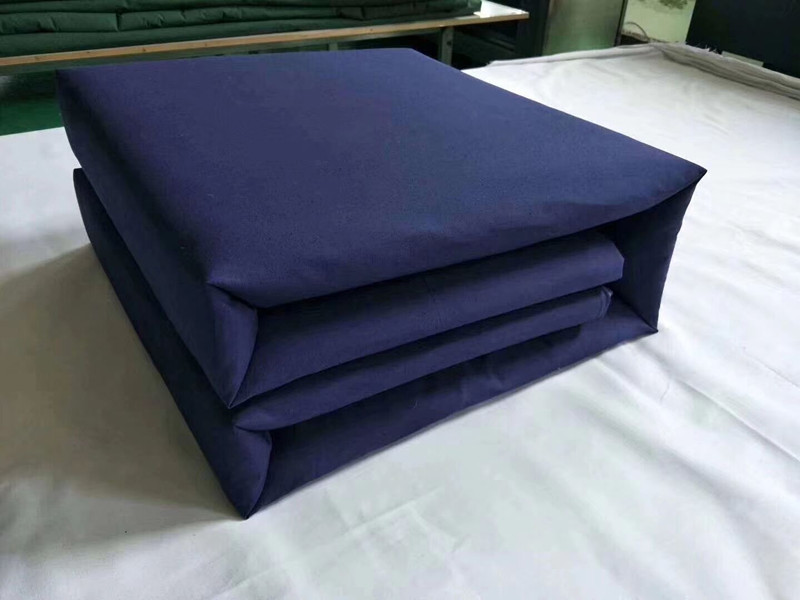 批发19新式消防定型被火焰蓝成型棉被蓝色豆腐块热熔被子棉被厂