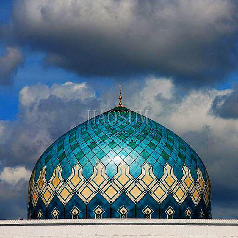 东南亚新加坡 清真寺玻璃穹顶 金属圆顶 球形铜屋顶 商场建筑穹顶