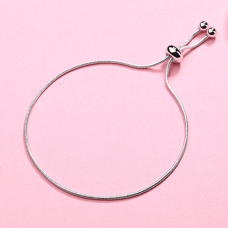 蛇骨拉伸抽拉式伸缩手链女可调节韩版简约个性豆豆圆珠手链学生潮