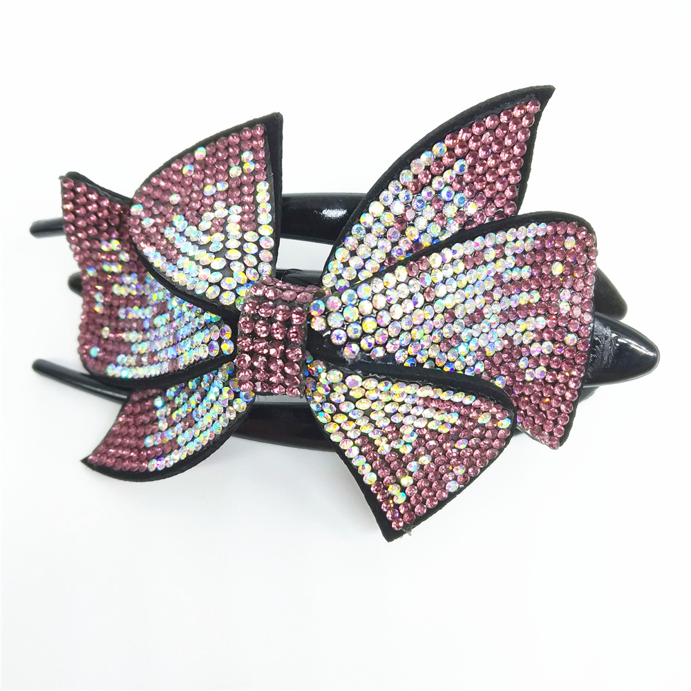 韩版发饰双层水钻大抓夹大蝴蝶结鱼嘴发夹女式发卡头饰品妈妈夹子