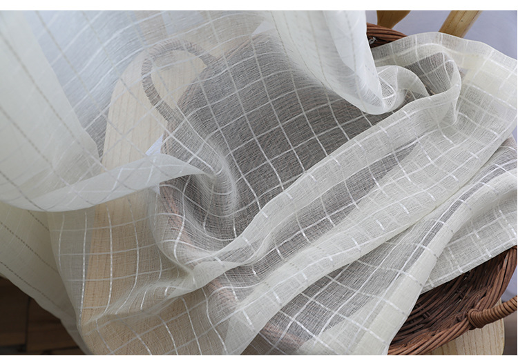 现代简约北欧风客厅卧室网格亚麻窗帘窗纱厂家直销批发清仓工程纱