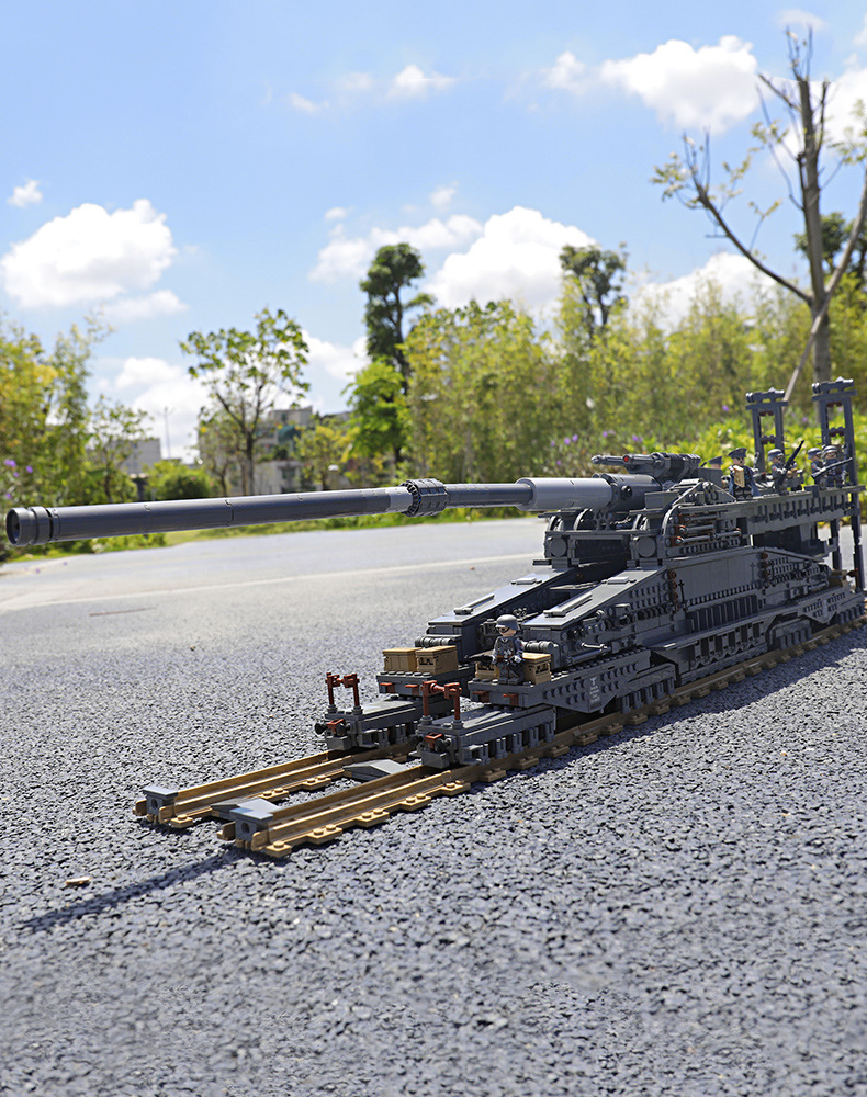 开智10005多拉巨炮古斯塔夫列车炮模型大型积木大人难度拼装玩具