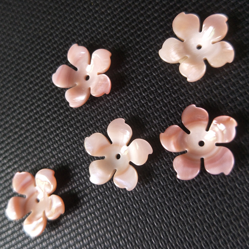 天然粉贝母雕刻贝壳花发簪胸针材料 厂家直销蝶贝花diy饰品配件