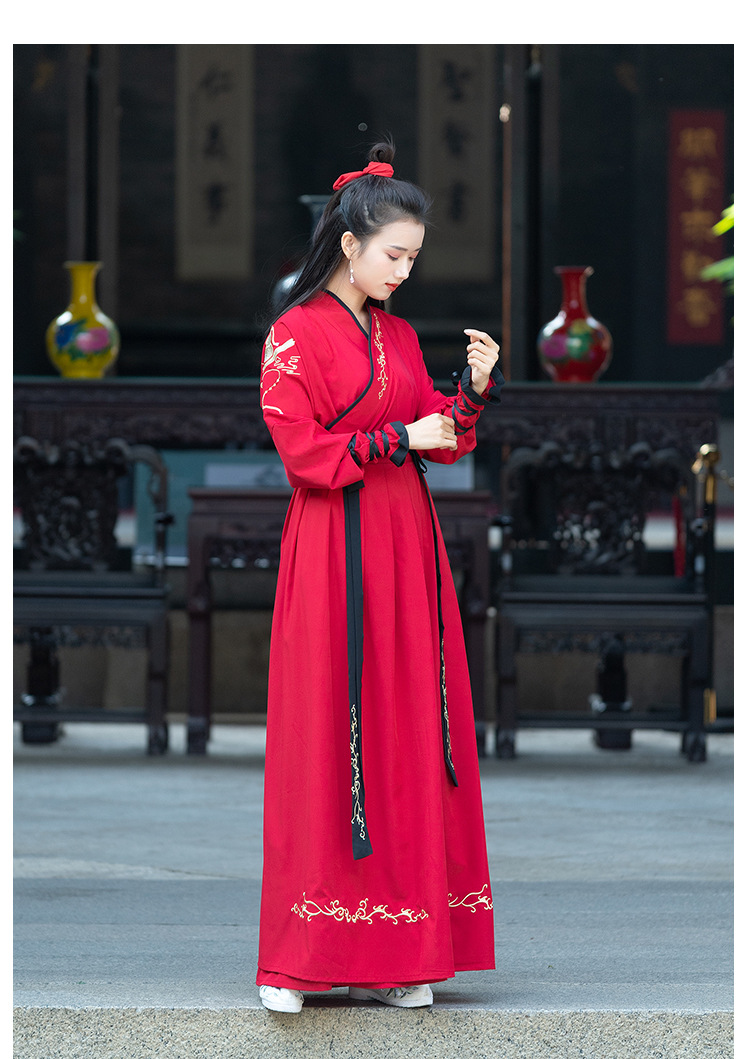 春装新款大码古装红色交领汉服男女古风交领襦裙套装情侣cos班服
