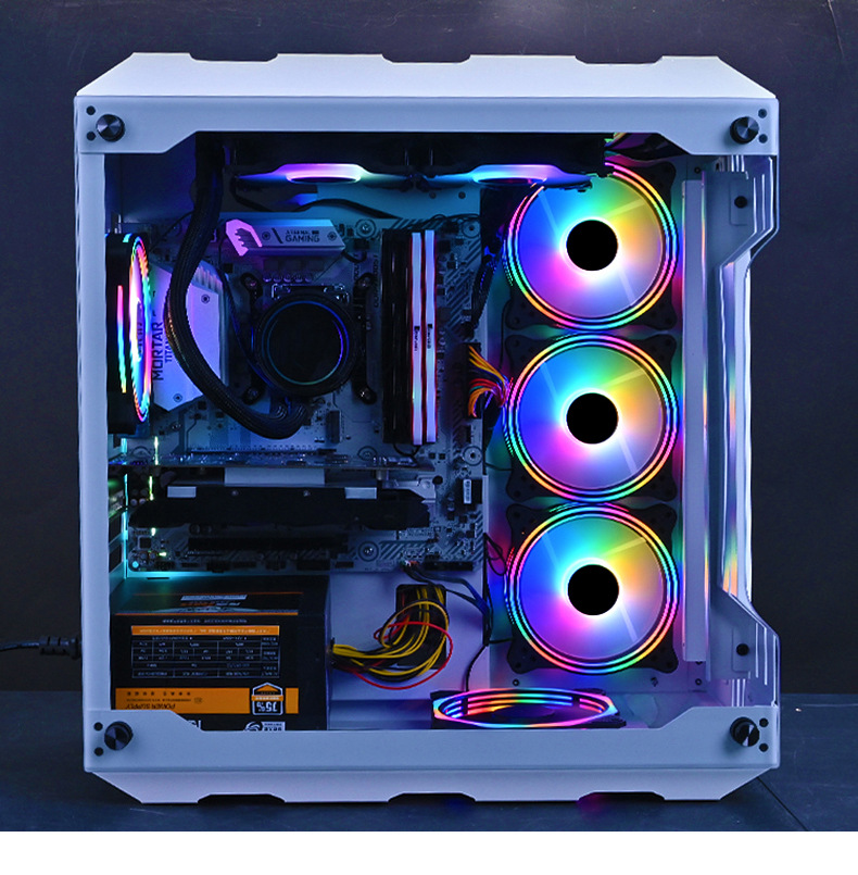 coolmoon光线机箱风扇 12cm台式机彩色发光led 静音电脑散热风扇