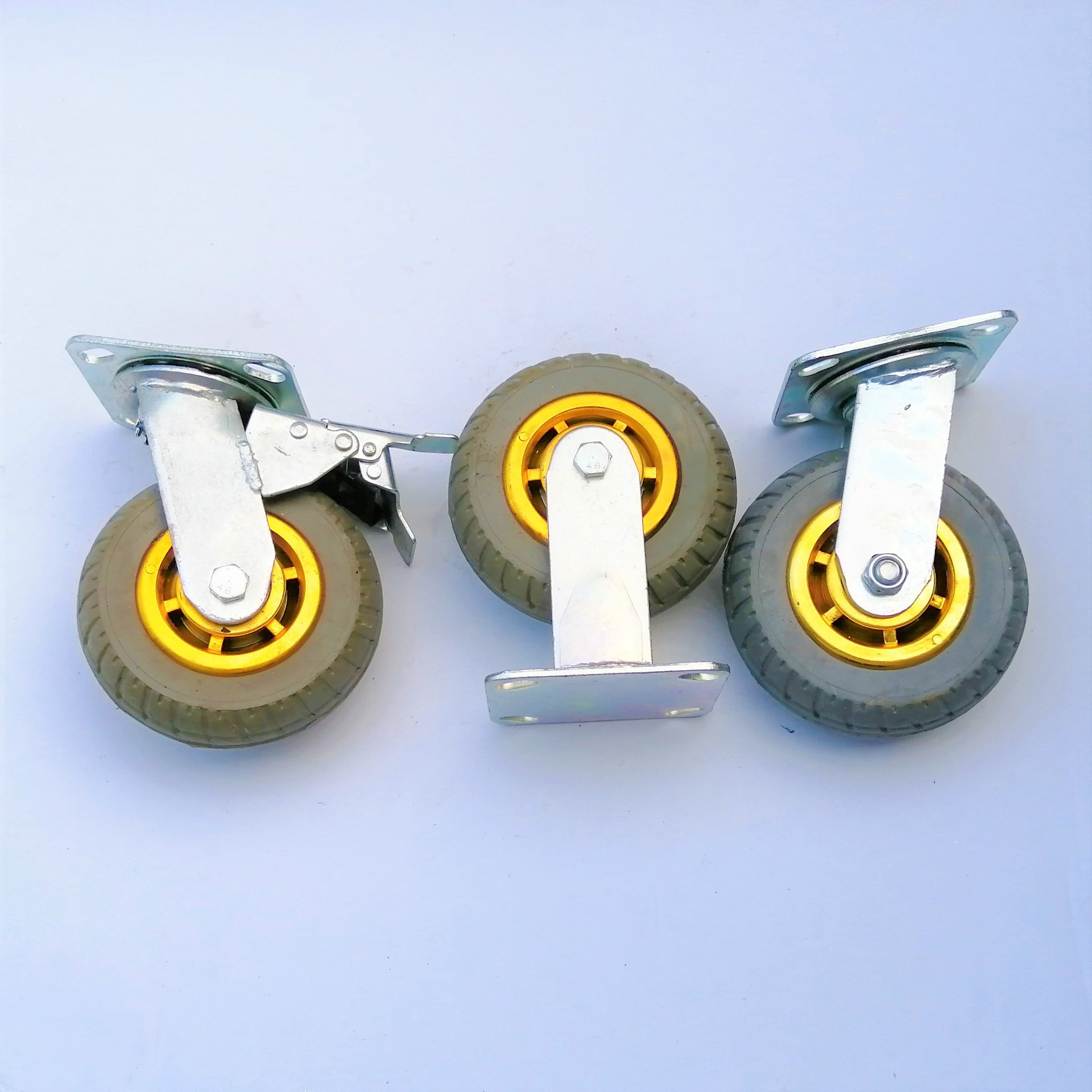 脚轮万向轮金胶轮工业轮重型轮灰胶轮弹力轮静音轮灰色橡胶轮