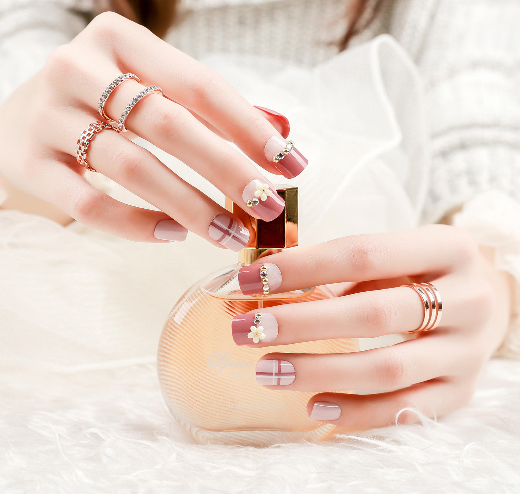 nail磨砂ins韩式穿戴甲 美甲贴片假指甲成品甲片指甲款式定制加工