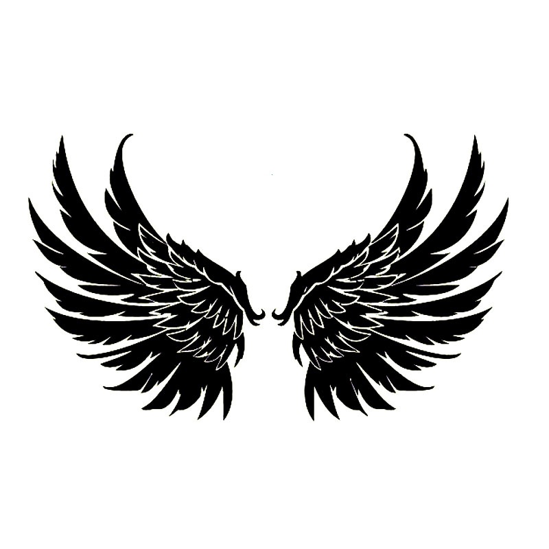 高档外贸车贴pvc雕刻镂空天使翅膀黑色白色车窗玻璃贴纸al378