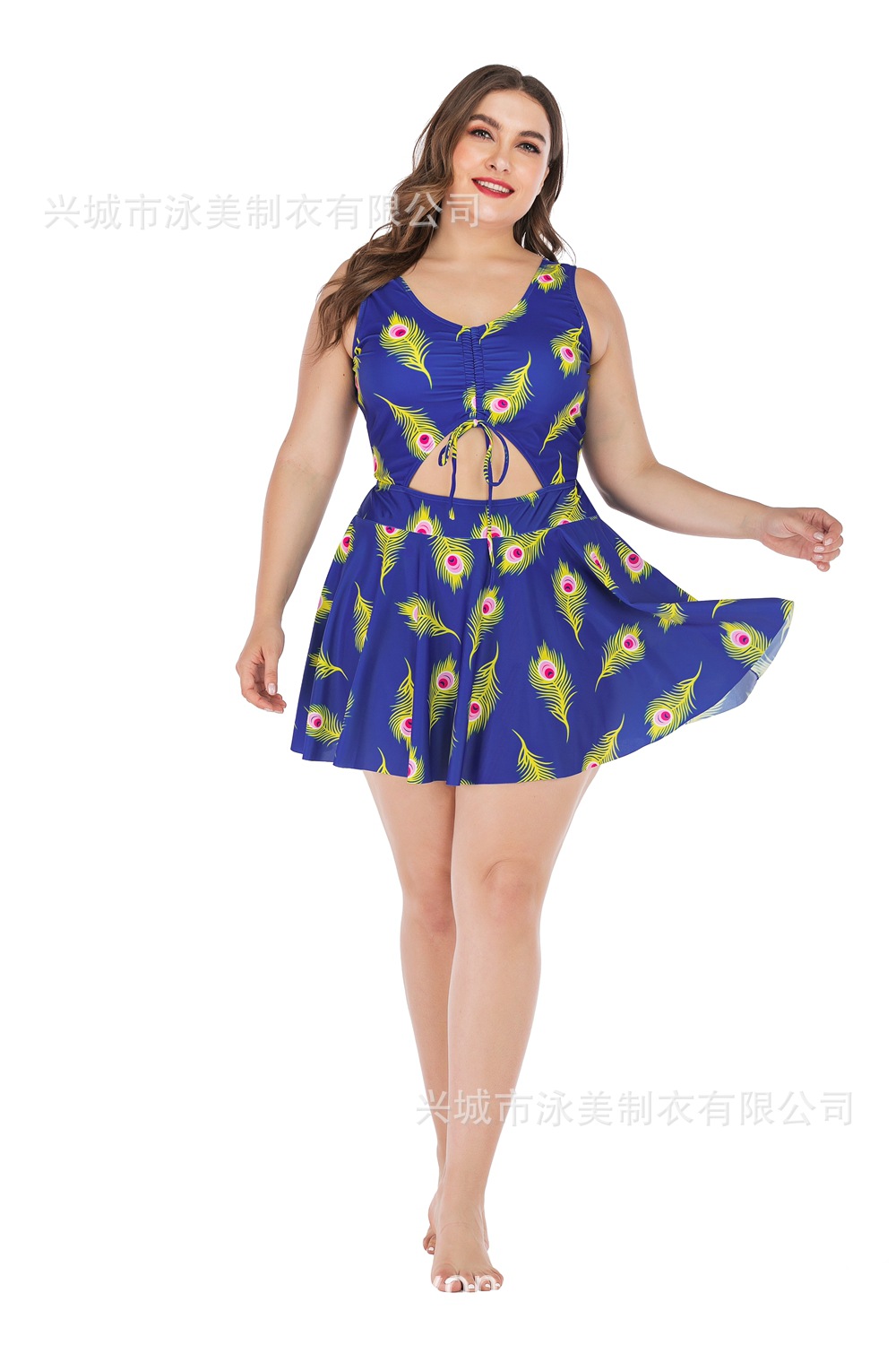 原创跨境多花2020欧美 外贸女士大码连体泳衣 亚马逊ebay肥婆泳装