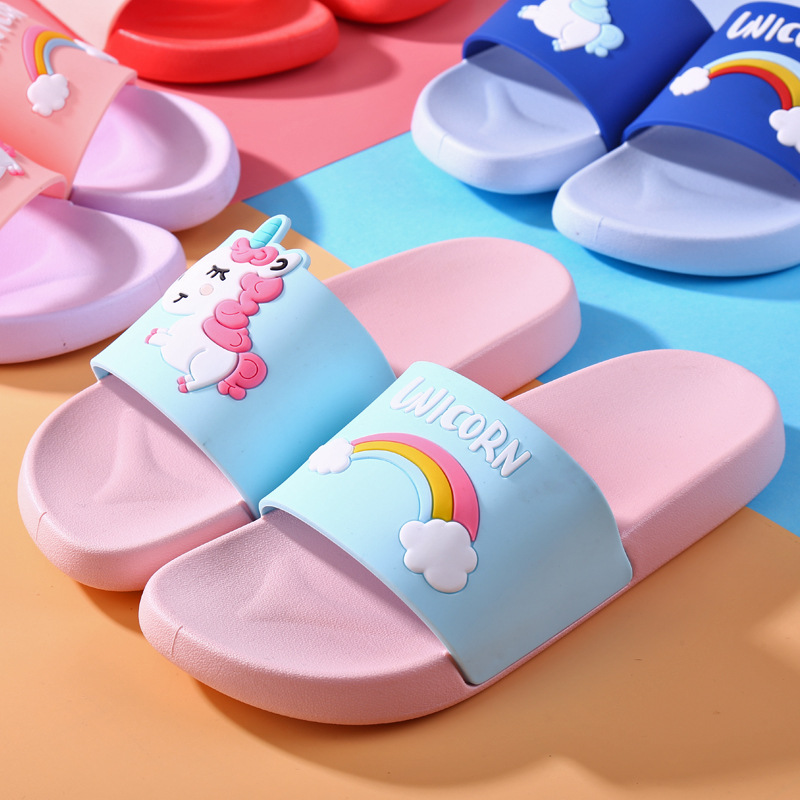 New Summer Baby Cute Cartoon Pony Parent-Child Children Thick Bottom Home Indoor Non-Slip Slippers for Outdoor Summer