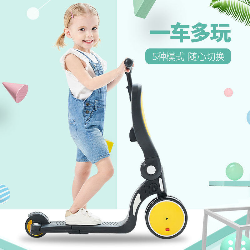 Uonibaby Five-in-One Multifunctional Children's Scooter Balance Car Can Sit and Slide Baby Scooter 1-6 Years Old