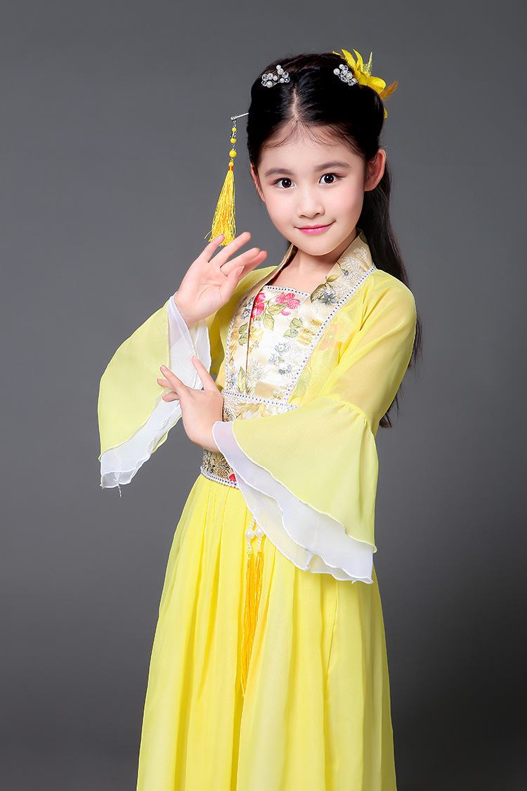儿童古装七仙女公主裙古筝表演服古代唐装汉服贵妃服装小女孩古装