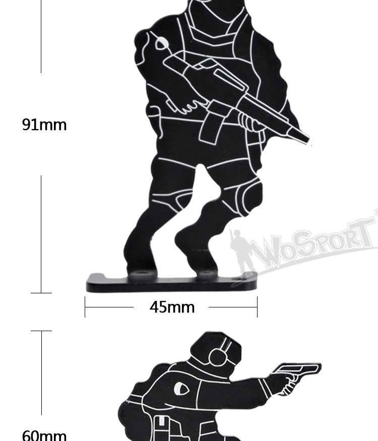 wosport厂家直销 wst人形标靶 金属设计战术装备靶场训练射击靶