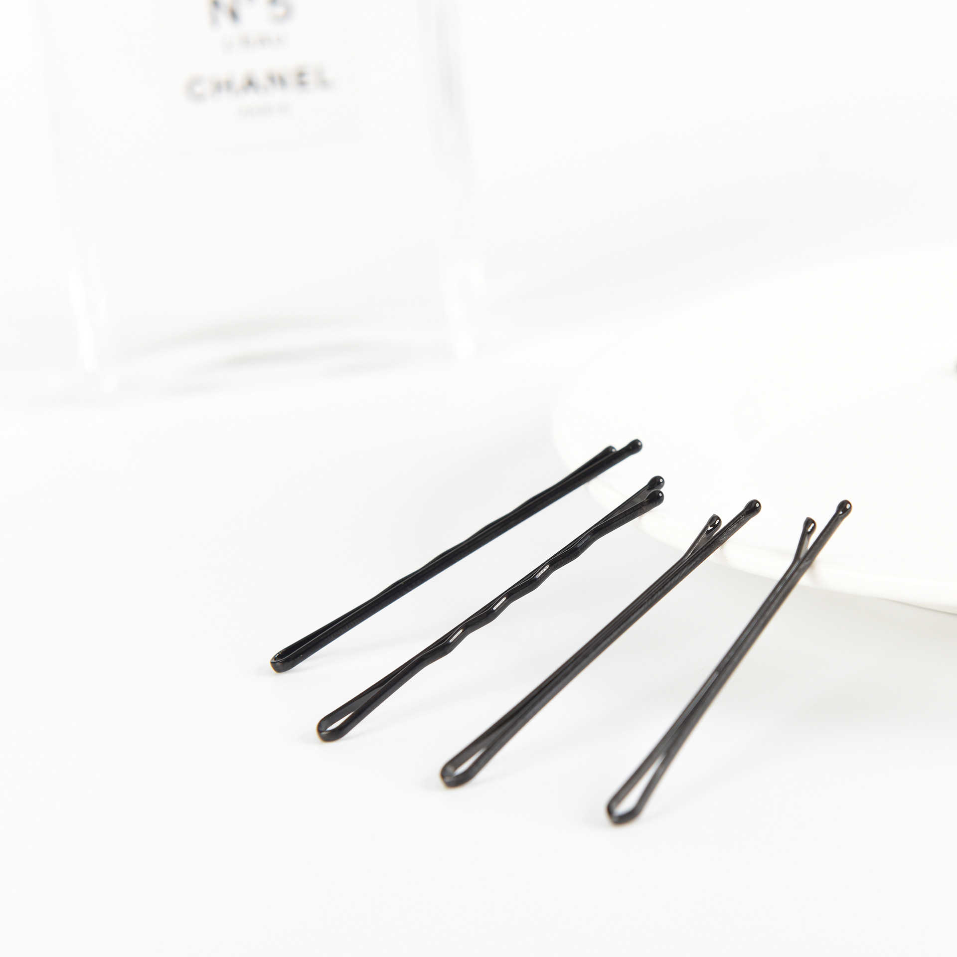 韩版黑色一字钢丝发夹不掉漆采用独立包装铁盒适合10元店货源