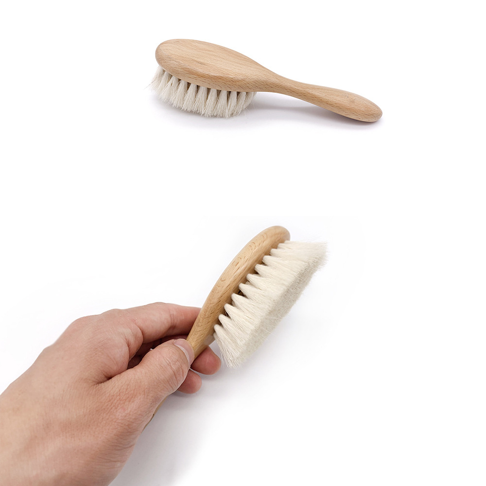 婴儿榉木羊毛刷婴儿洗澡刷洗脸面刷可logo 可来样定制