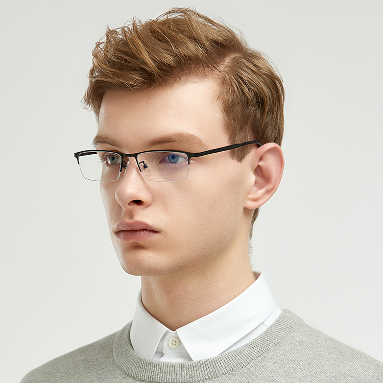 方氏眼镜批发金属半框眼镜架 男士大框商务眼镜框 超轻时尚镜架-报价