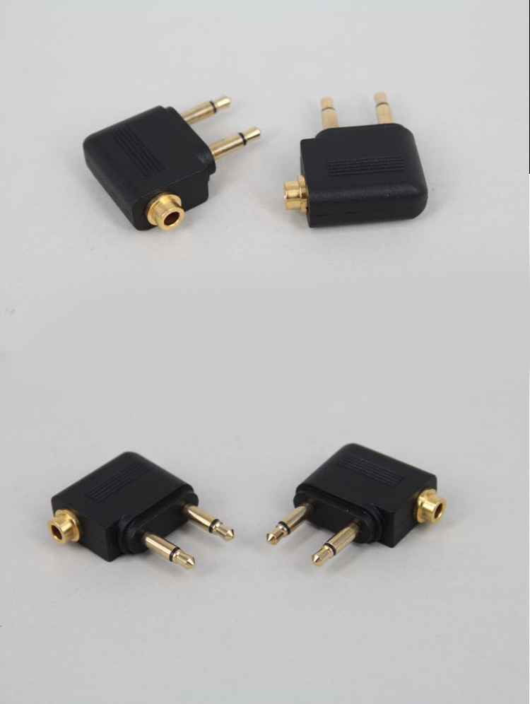 航空耳机转换插头 3.5耳机音频接口飞机头镀金镍转接头 双3.5公母