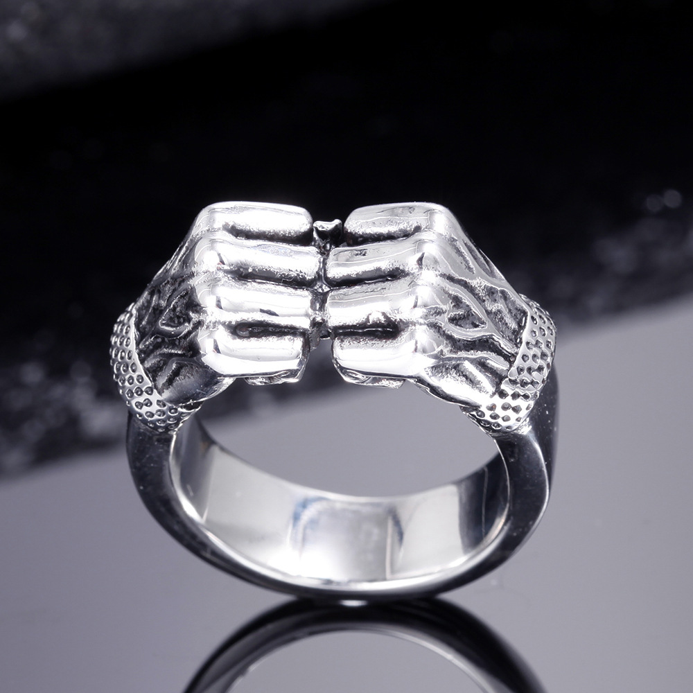 欧美饰品批发 钛钢男士复古个性力量戒指 不锈钢指环珠宝批发