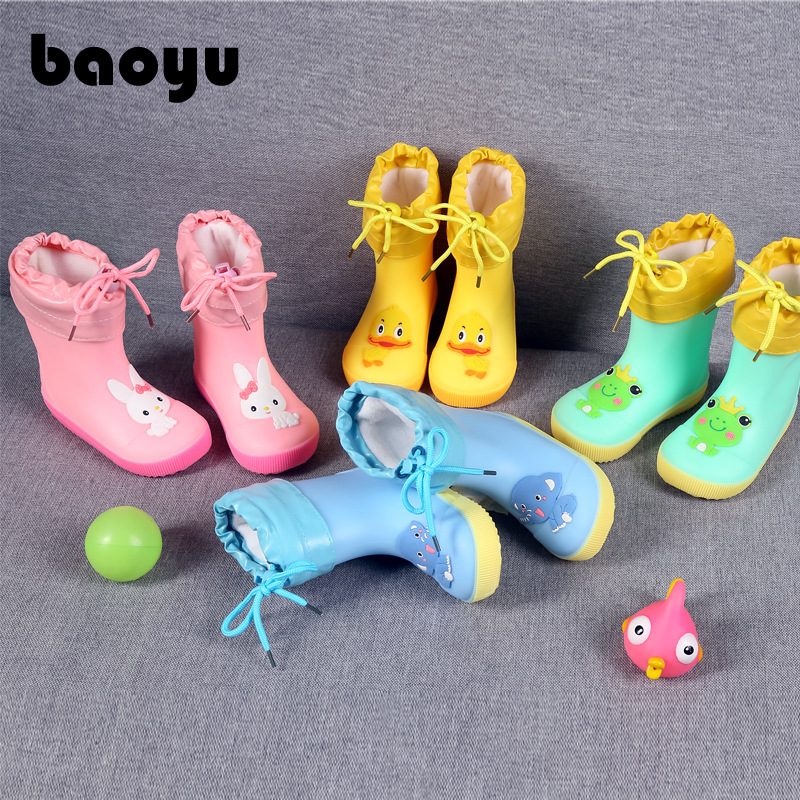 Cute Lightweight Velvet Detachable Baby Rain Shoes