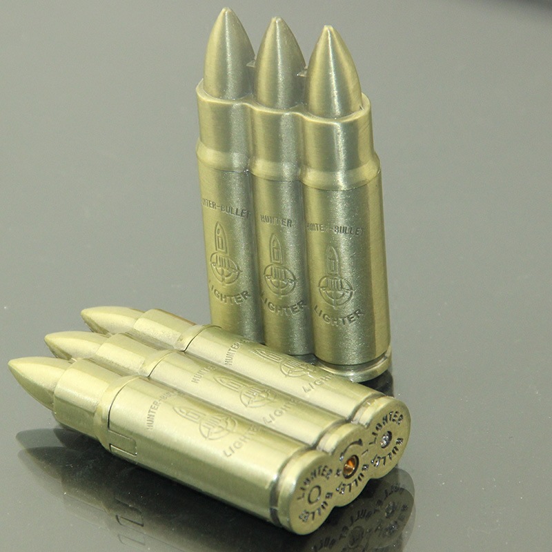 创意子弹防风打火机三连发模型新奇特收藏品军迷爱好地摊热卖