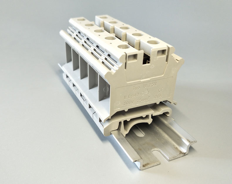 厂家直销导轨式电压接线端子uk25n纯铜件接线端子排uk-25n 25平方