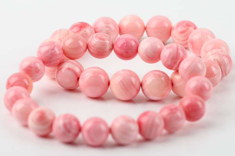 天然胭脂螺手链粉贝壳女王贝螺女款招桃花旺夫女王贝单圈手串