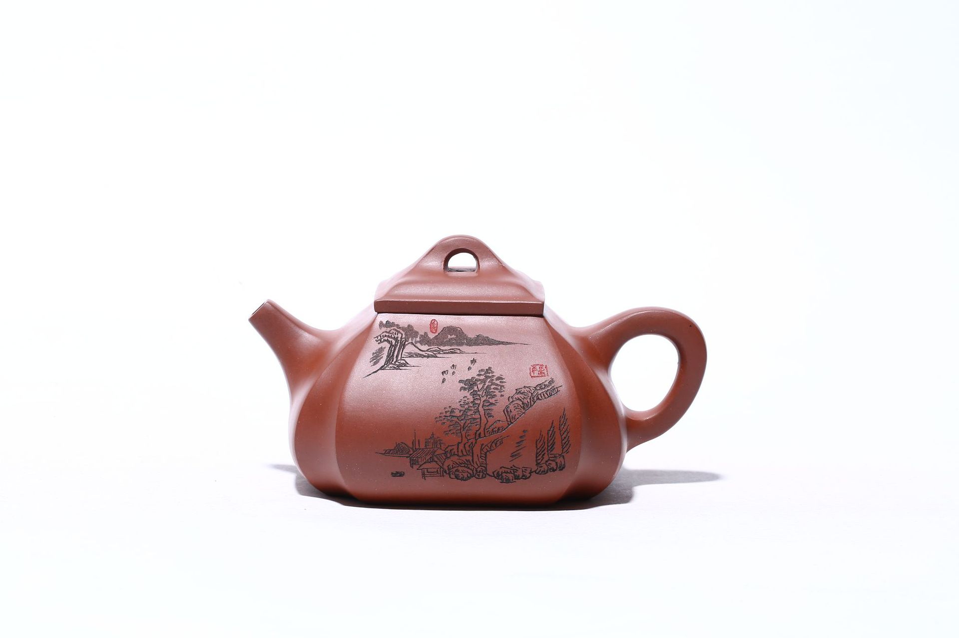 宜兴原矿底槽清紫砂壶名家手工刻绘四方抽角茶壶茶具批发一件代发