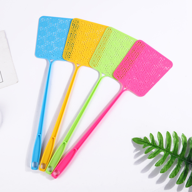 summer home creative plastic hollow pattern mesh fly swatter random shot fly swatter multi-color