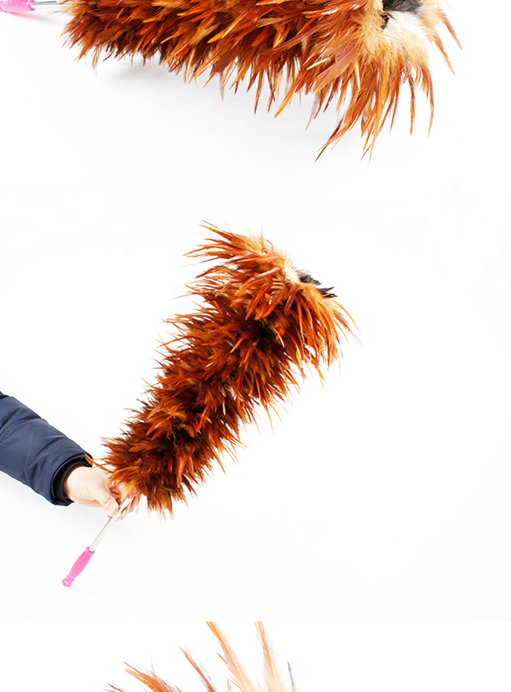 鸡毛掸子除尘家用不掉毛厂家直销纯手工公鸡羽毛扫灰汽车清洁扫把