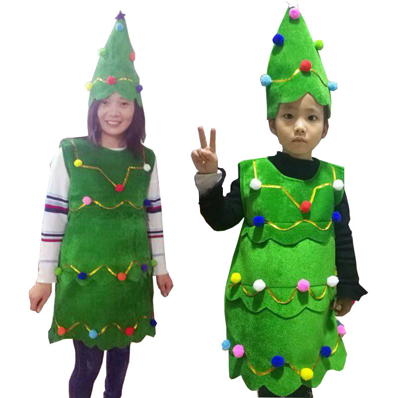新款万圣节舞蹈服大树演出服幼儿园成人亲子环保圣诞树表演服装