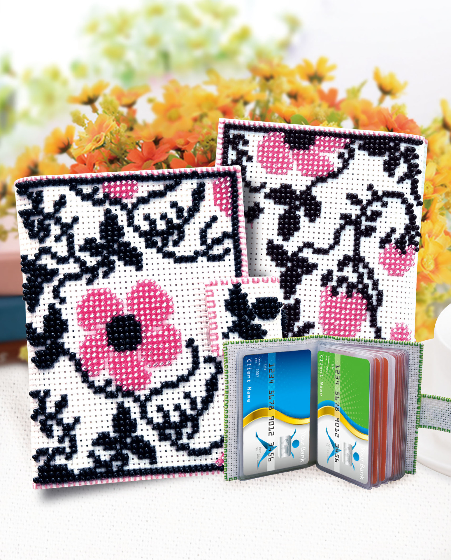 新款手工diy印花十字绣穿珠绣卡包银行公交卡身份证卡通动漫卡套