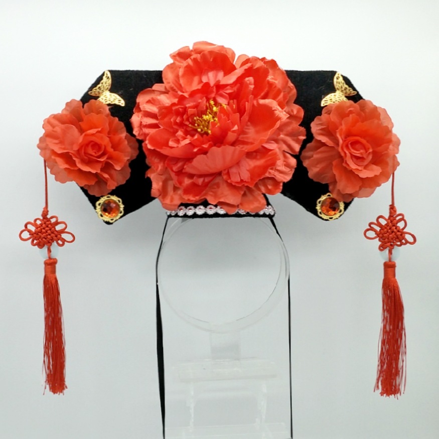 满族格格头饰清朝旗头格格帽成人儿童舞台演出道具