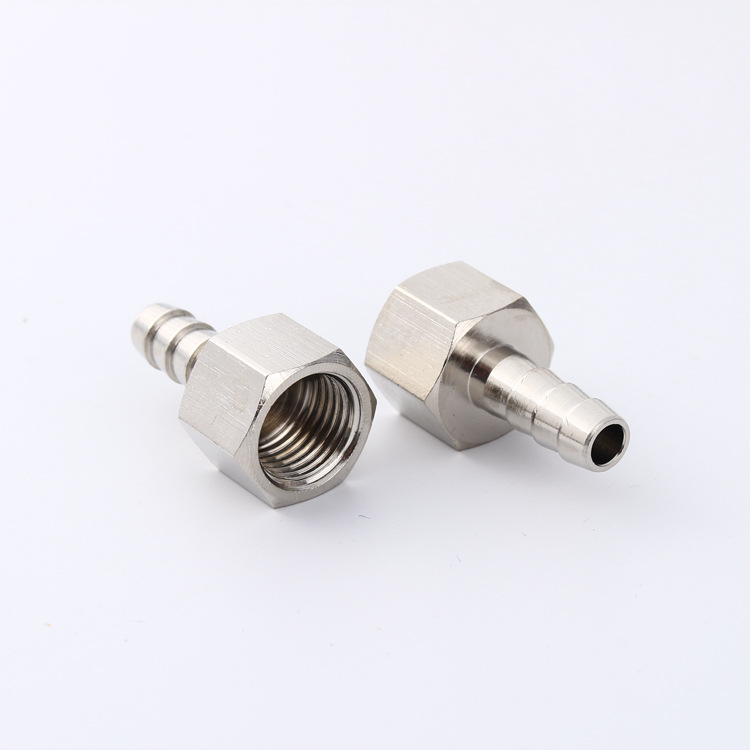 宝塔pc终端内螺纹直接头卡箍式套软管内牙接头全铜镀镍欧格气动