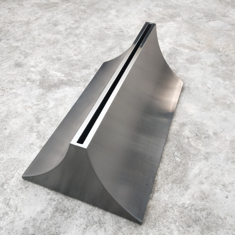 弧形黑钛广告牌底座商场钢化玻璃水牌指示牌立式指示牌黑钛展示架-阿