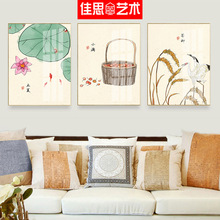 新中式装饰画 现代简约餐厅三联挂画客厅沙发背景墙节气壁画
