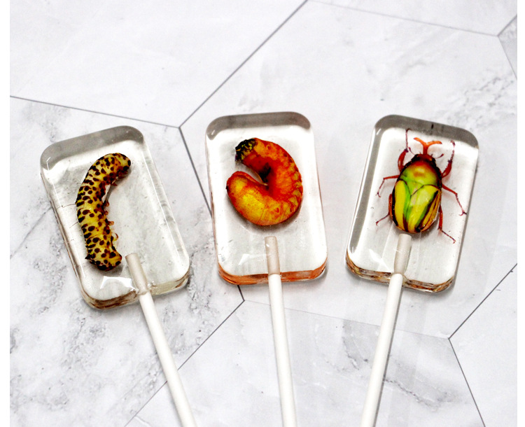 创意星空虫子糖昆虫棒棒糖网红抖音糖琥珀糖日本食玩小零食批发