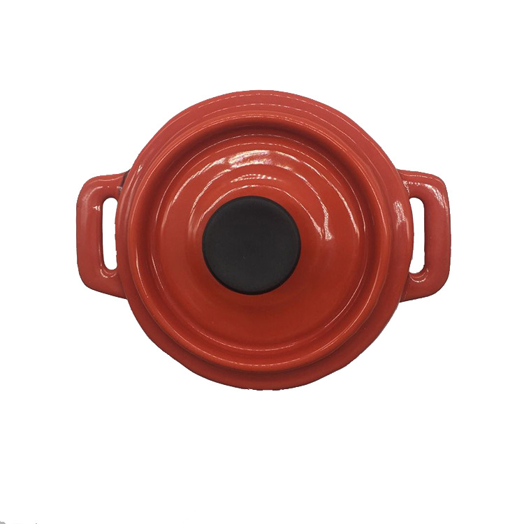 铸铁炖锅搪瓷汤锅10cm小炖盅铸铁珐琅红色汤锅迷你炖锅早餐辅食锅